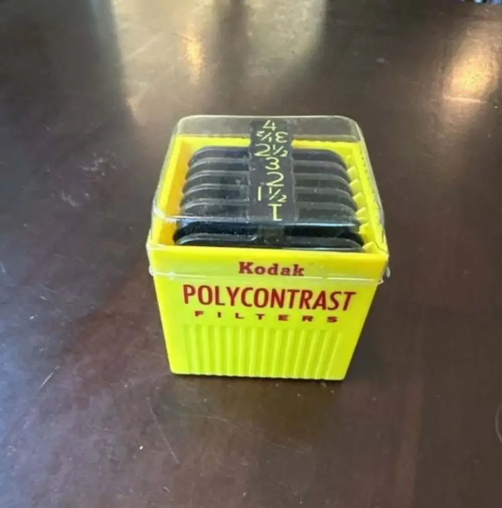 Vintage Kodak Polycontrast Filter Kit Model A with 7 Filters, Holder, Computer